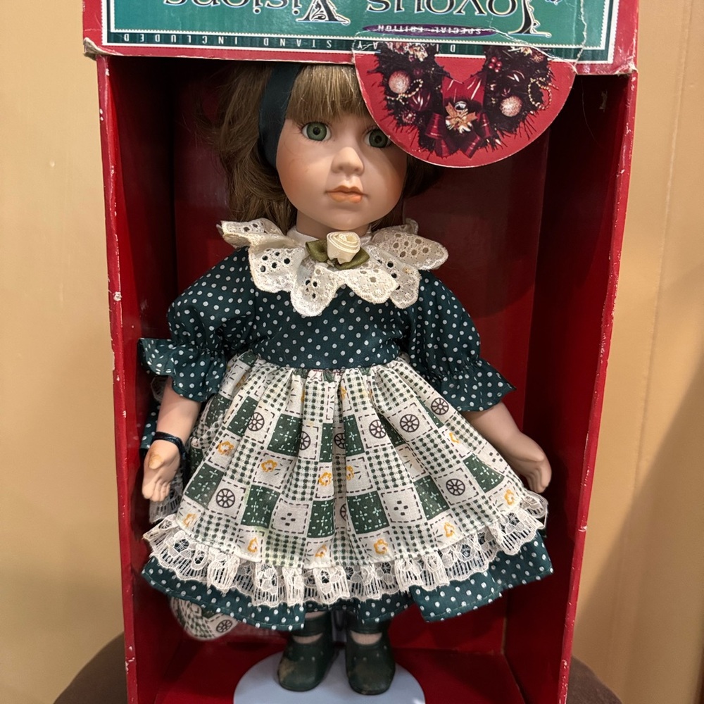 Vintage Joyous Visions Baby Girl Greene Fine Bisque Pircelain Doll with orig box
